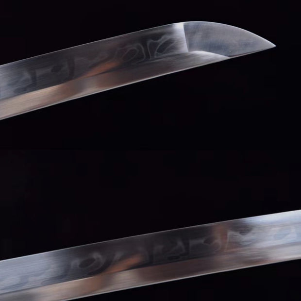 T10 Steel Burnished Blade Samurai Sword with Sea Wave Pattern - Sea Wave Fighting Sword QW13