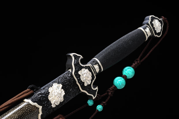 Silver-Plated Peony Sword | Longquan Treasure Sword