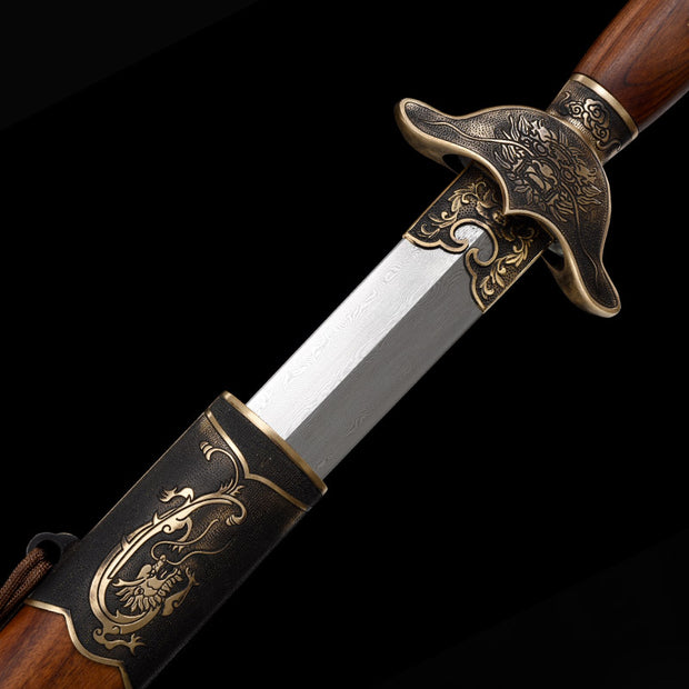 Imperial Dragon-Phoenix Sword | Longquan Heritage Blades | Multi-Layered Damascus Steel