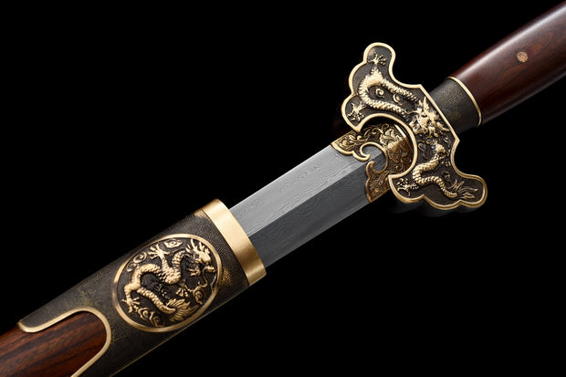 Supreme Imperial Sword | Longquan Treasure Sword | Damascus Steel (Hand-Forged Premium Patterned Blade)
