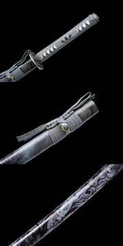 Silver Killer Hannya Black Katana - Model 27
