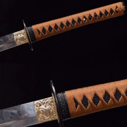 T10 Steel Burnished Blade Samurai Sword with Sea Wave Pattern - Sea Wave Fighting Sword QW13