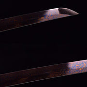 Turtle Patterned Patterned Steel Baked Blue Samurai Sword - Irumon Ryu Taisho QW19